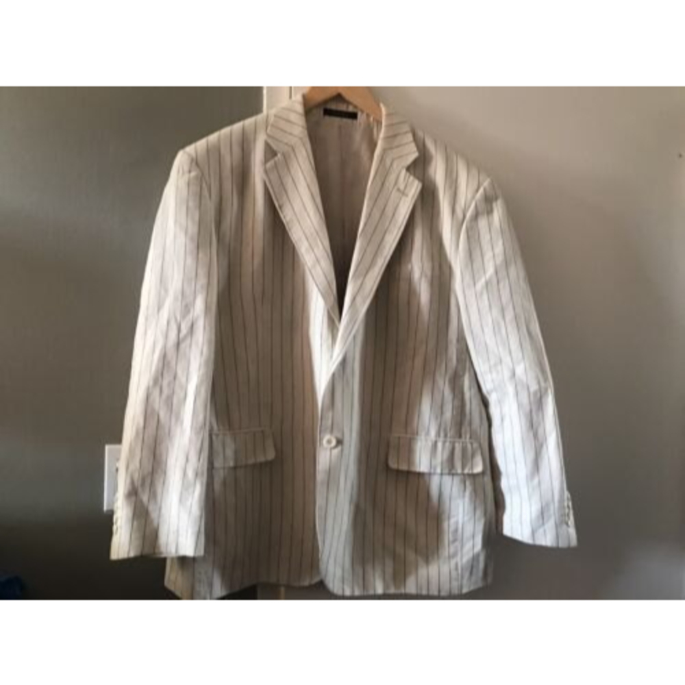 NWOT Vitali 100% Linen Off white Brown Stripe sz 46
